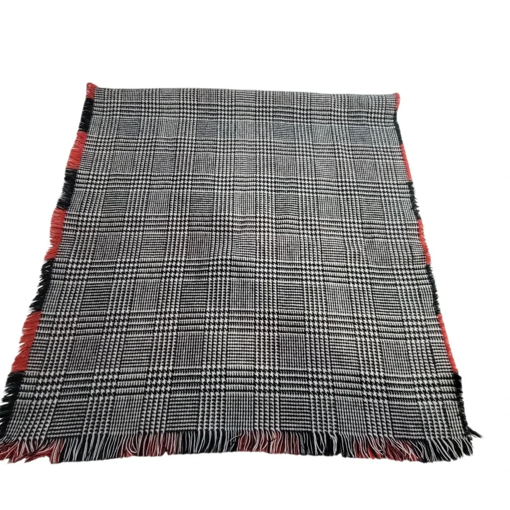 Reversible Shawl Wrap Womens Red Buffalo Plaid Black White Houndstooth 22